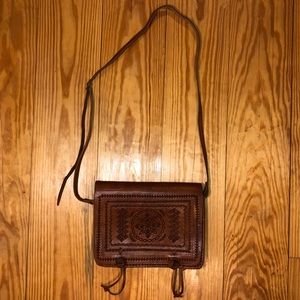 NWOT Genuine Leather Tooled Crossbody Bag/Purse